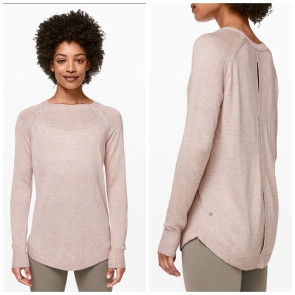 Lululemon Lead with Your Heart Cashmere Cashlu Sweater Heathered Pink Bliss Sz 4